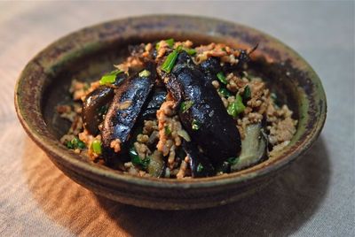 茄子漬けと挽肉の炒め物 茄子漬けと挽肉の炒め物