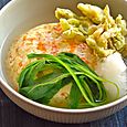 フキノトウの天ぷらと豆腐の蒸し物-2