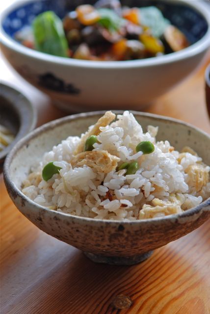 枝豆とミョウガの炊き込みご飯