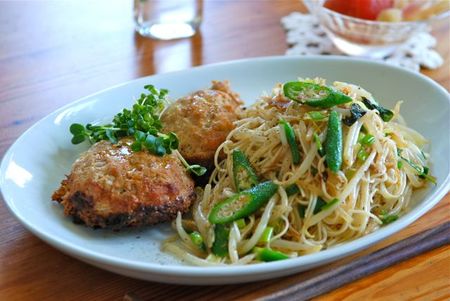 素麺チャンプルー＋豆腐ハンバーグ