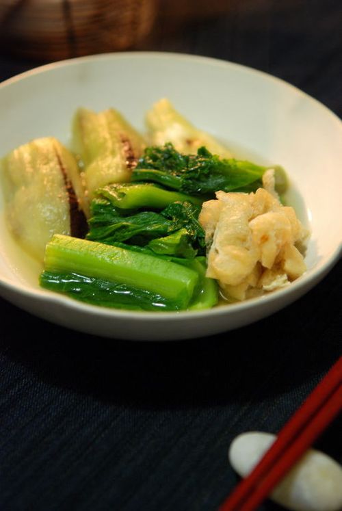 山形青菜と焼きナスの煮びたし