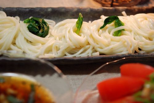 茹でた乾麺