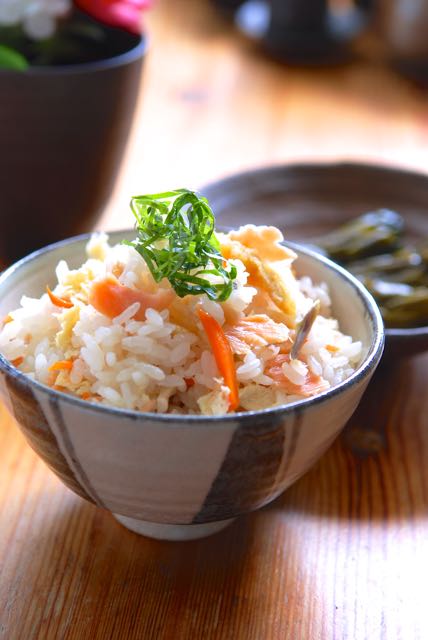 鮭と茗荷の炊き込みご飯