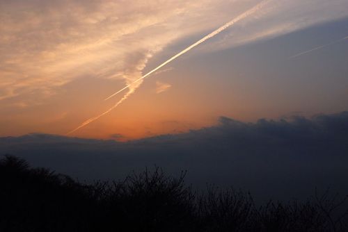 飛行機雲つらぬく